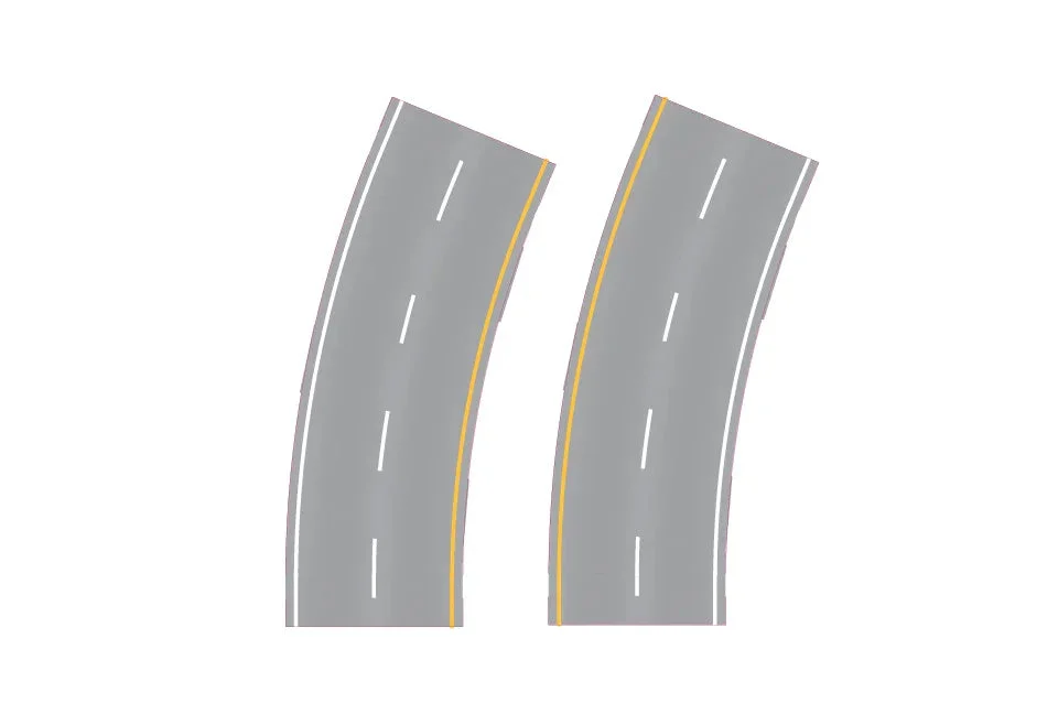 HO Easy Streets Aged Asphalt Broad Turn - Interstate (1 Pair) 315-3011