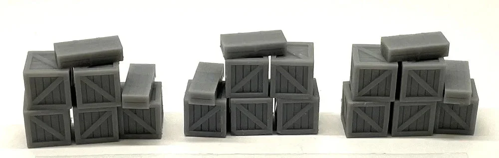 HO Phoenix Precision Stack of 5 3′ Cube Crates and 2 3' x 5' Crates Type 3 31538 - Phoenix Precision Models