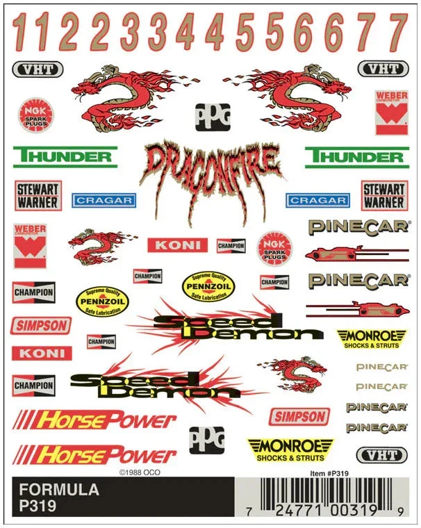 PineCar Formula Decal 319 - PineCar Accessories