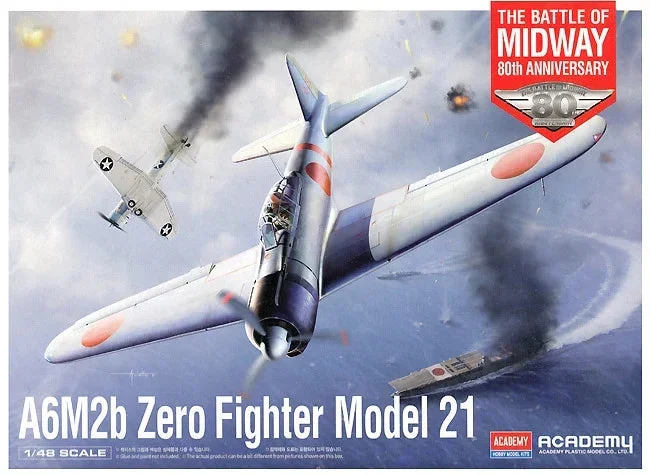1/48 Academy Mitsubishi A6M2B Zero Fighter Model 21 "The Battle of Midway" 80th Anniversary 12352 - Academy Models