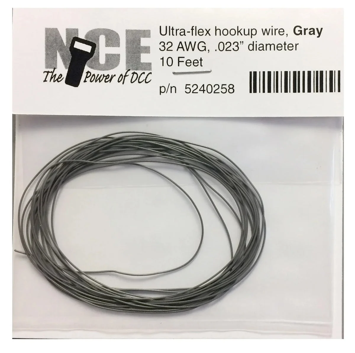 NCE Gray Ultra-Flex Wire 32AWG 10 Feet 0258