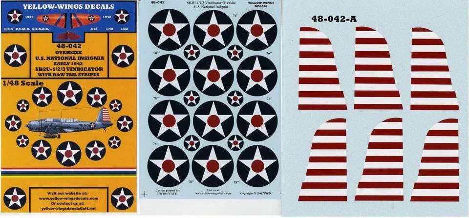 1/48 Yellow Wings Decals SB2U-1/2/3 Oversize National Insignia 48-042