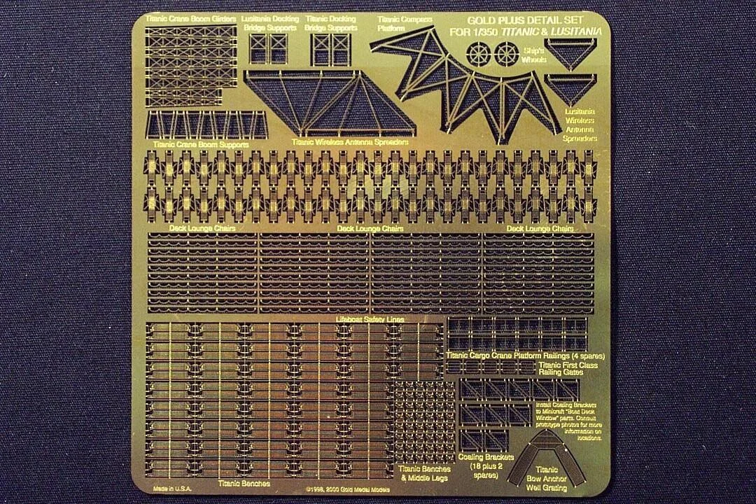 1/350 Gold Medal Gold PLUS TITANIC/LUSITANIA DETAIL SET (Deck chairs benches girders etc.) 350-15