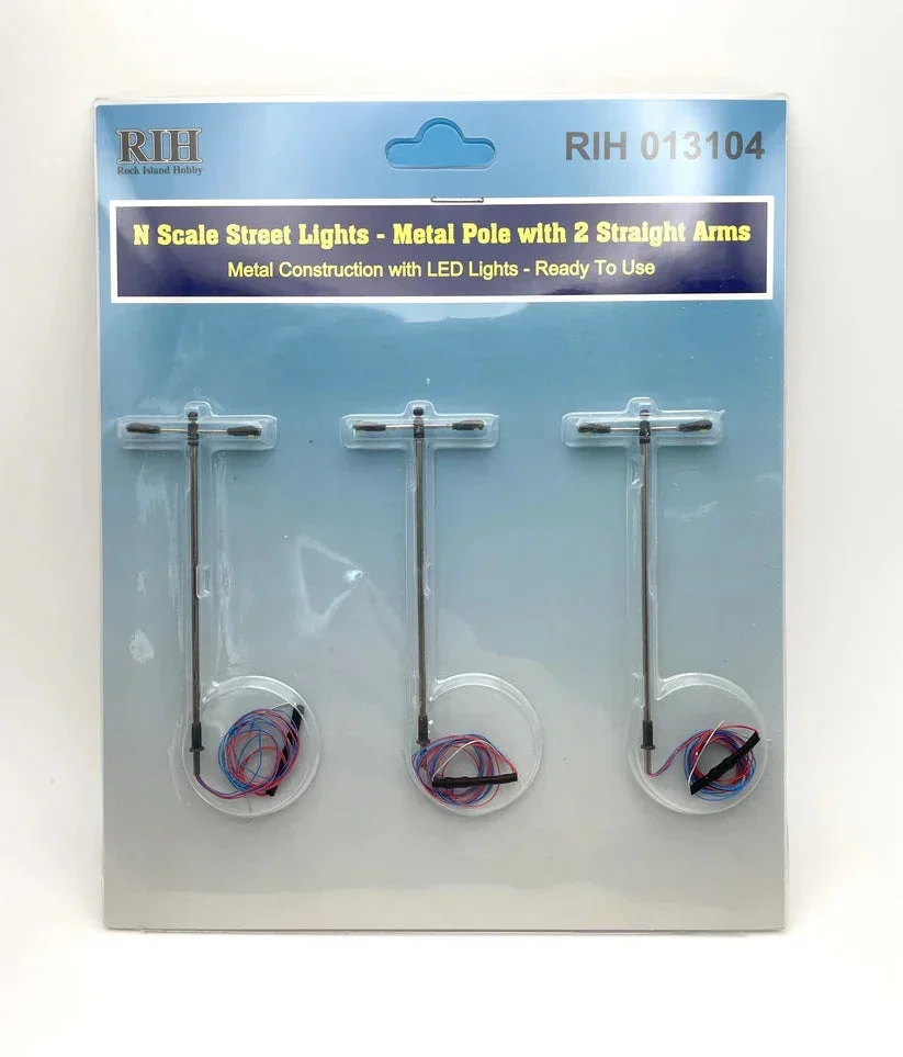 N Rock Island Metal Poles with 2 Straight Arms 13104 - Rock Island Hobby