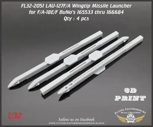MPM_1_62f2d2ca-2d3f-4bae-adf1-1b46b4f9349b_1200x1200.webp 1/32 Flying Leathernecks LAU-127F/A Wingtip Launcher for F/A-18E/F Early (4) 32-2051