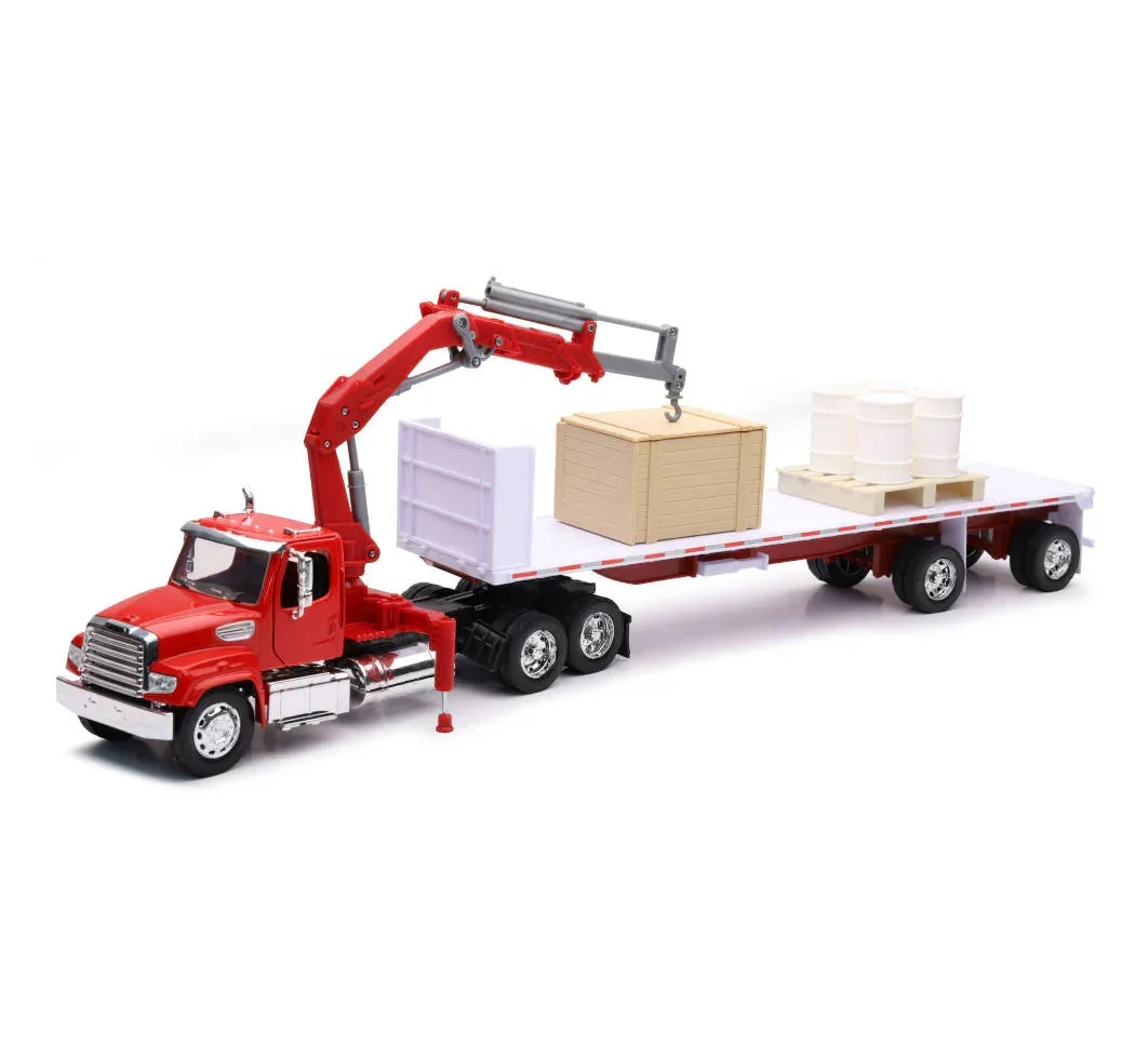 1/32 New-Ray Freightliner 114SD Flatbed w/ Crane Truck 10993