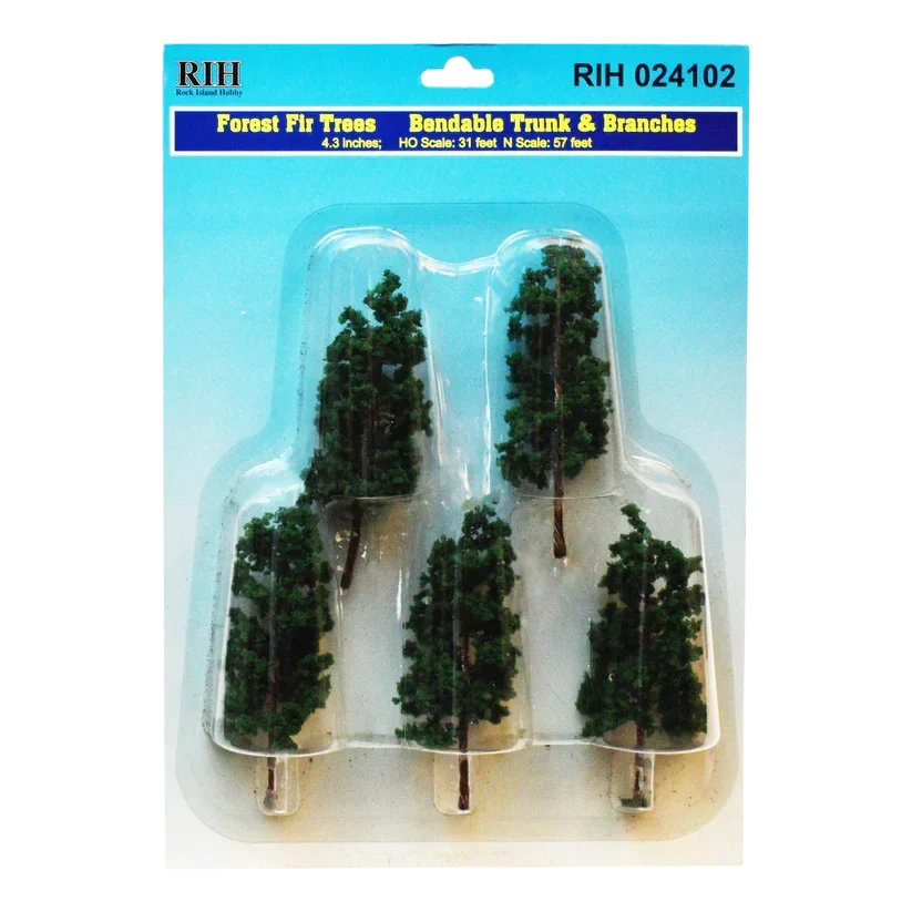 Rock Island Forest Fir Trees 4.33" 5pcs 24102 - Rock Island Hobby