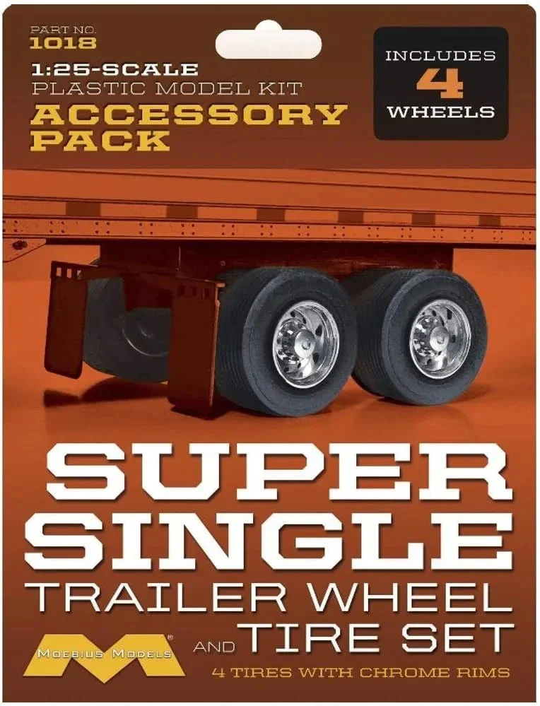 1/25 Moebius Super Single Trailer Wheel & Tire Set (4) 1018 - Moebius Model
