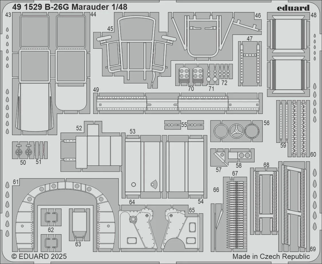 1/48 Eduard B-26G Marauder Photo etched set for ICM kit 491529