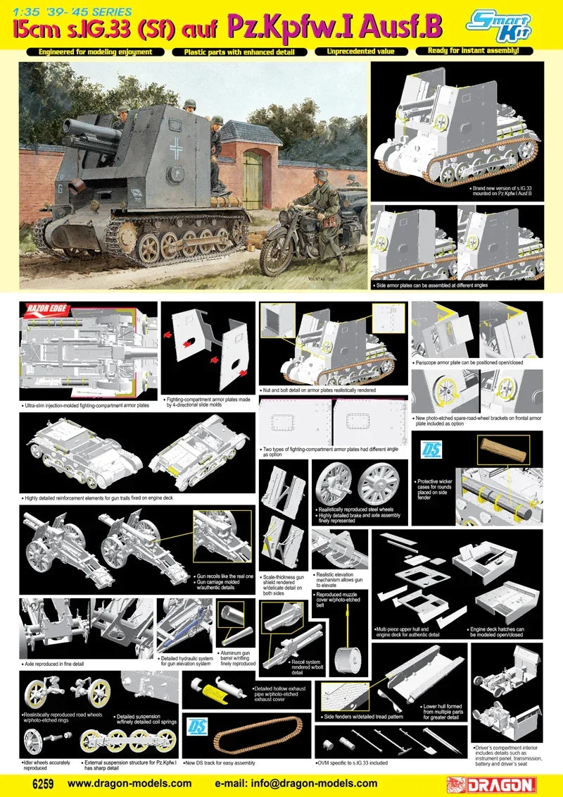 1/35 Dragon Model 15cm S.IG.33 (Sf) auf Pz.Kpfw.I Ausf.B 6259 - Dragon Models