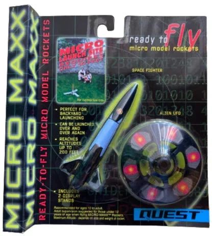 Quest Micro Maxx UFO Flying Saucer & Space Fighter Dual Rocket Pack - Q5642