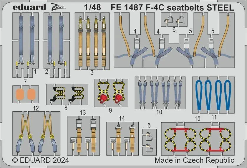 1/48 Eduard F-4C seatbelts STEEL Zoom set for HOBBY 2000 / ACADEMY FE1487