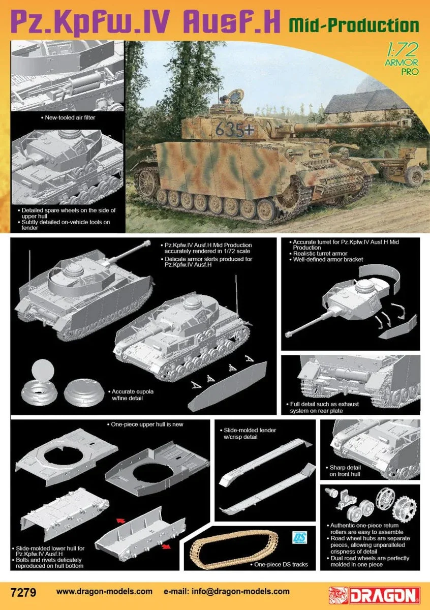 1/72 Dragon Model Pz.Kpfw. IV Ausf. H Mid-Production 7279