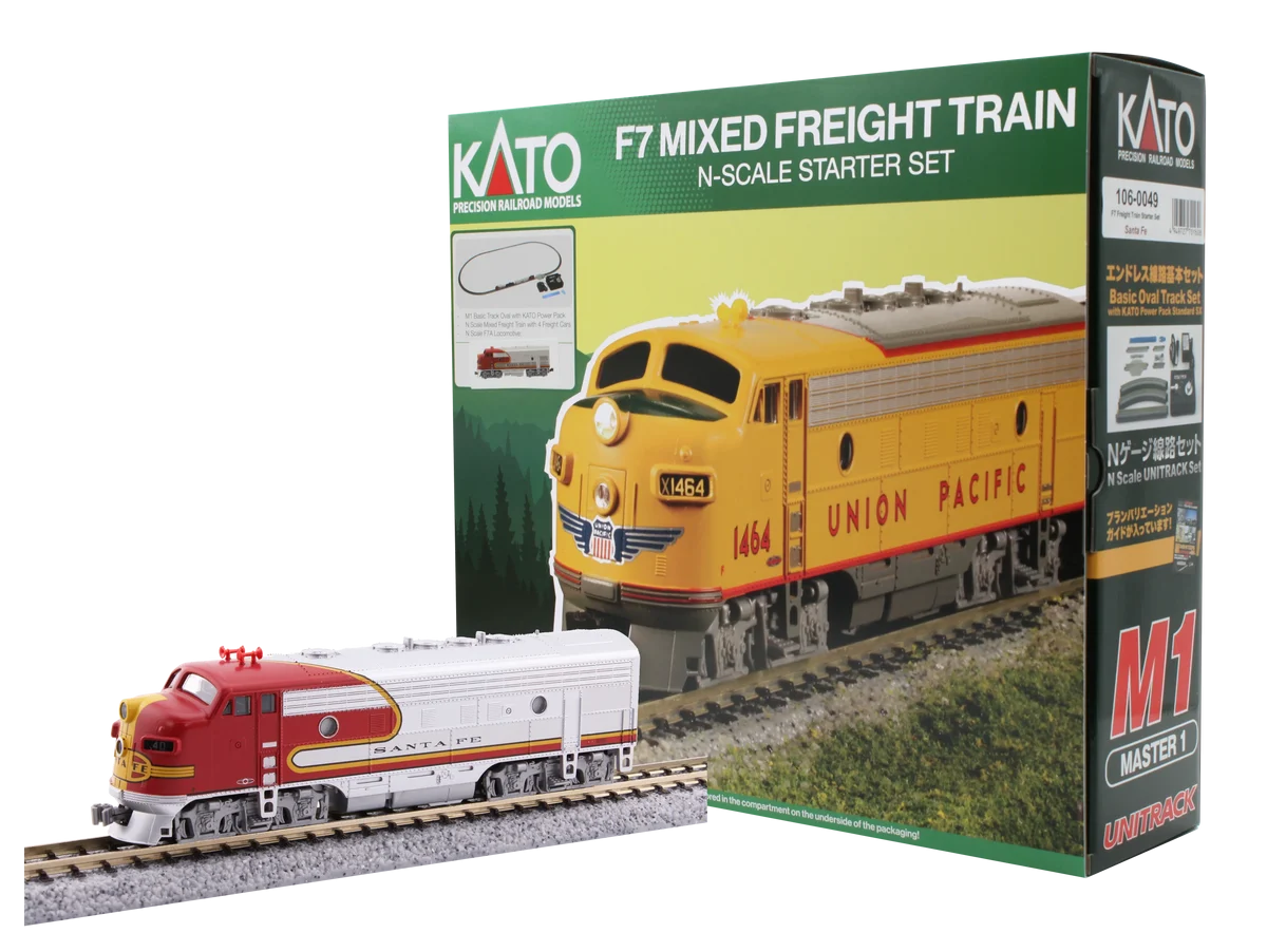 N Kato F7 Freight Train Starter Set AT&SF 106-0049