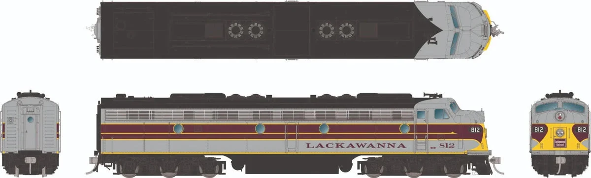 HO Rapido EMD E8A (DC/DCC/Sound): DL&W - Gray & Maroon: #812 - 28577