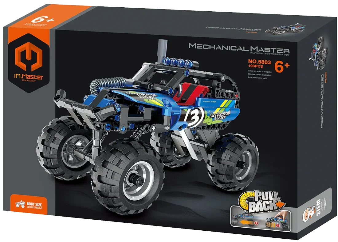 Mechanical Master Pull Back Truck Blue (183 pcs) 5803