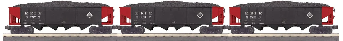 O MTH Erie 3-Car 4-Bay Hopper Car Set 30-70135