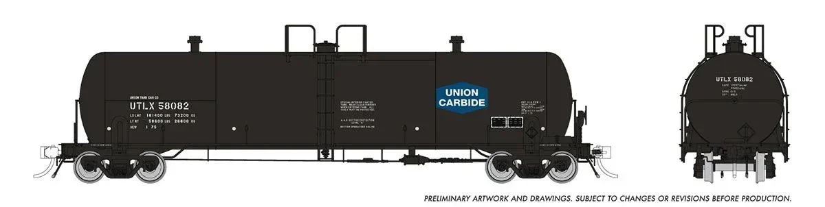 HO Rapido Procor 20k Gal Tank Car: Union Carbide (UTLX): Single Car - 135022A