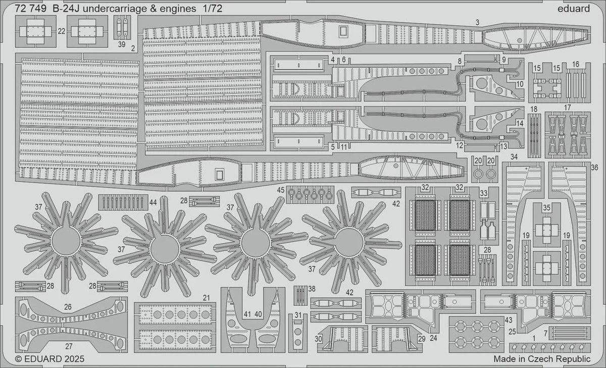 1/72 Eduard B-24J undercarriage & engines 72749