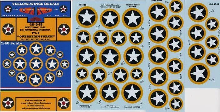 1/48 Yellow Wings Decals US National Insignia Operation Torch Part-4 48-049