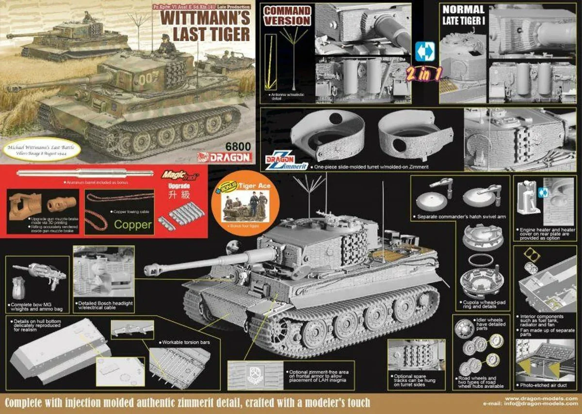 1/35 Dragon Model Pz.Kpfw. VI Ausf.E Sd.Kfz.181 Late Production Wittmanns Last Tiger 6800 - Dragon Models