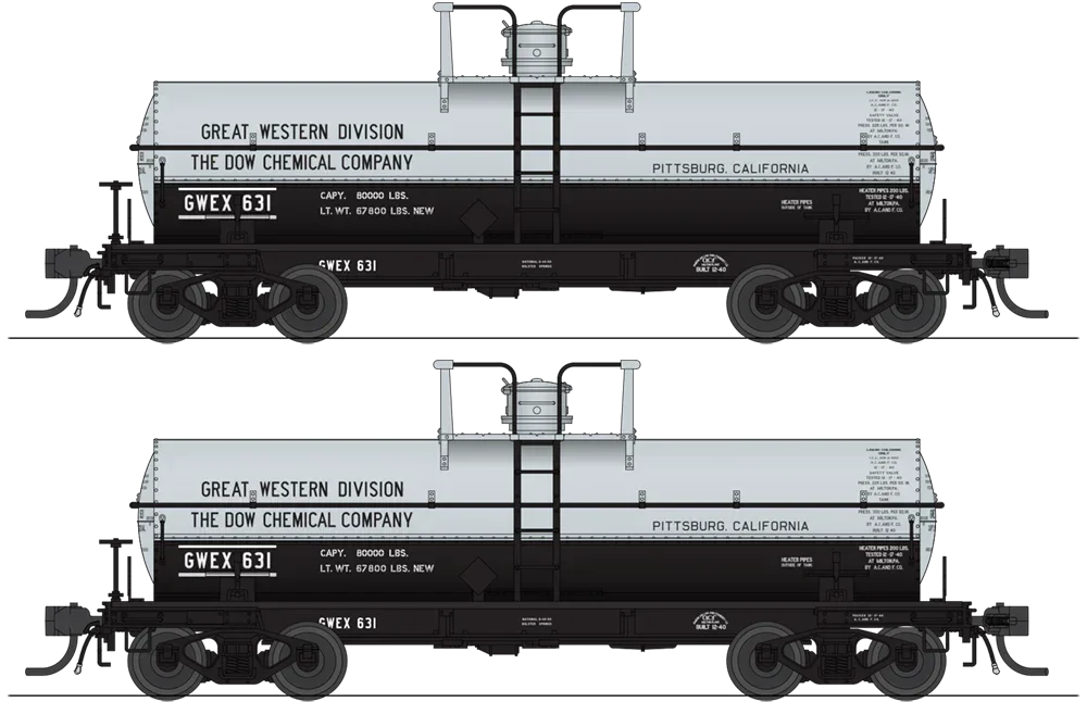 HO Broadway Ltd 6,000 Gallon Tank Cars Dow Chemical (2-Pack) 6461