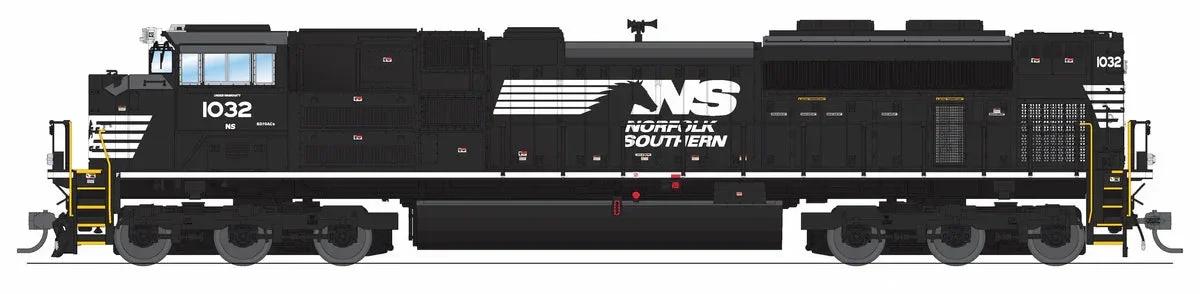 HO Broadway Ltd EMD SD70ACe, NS 1032, Black & White, Paragon4 Sound/DC/DCC, w/ Smoke 9768