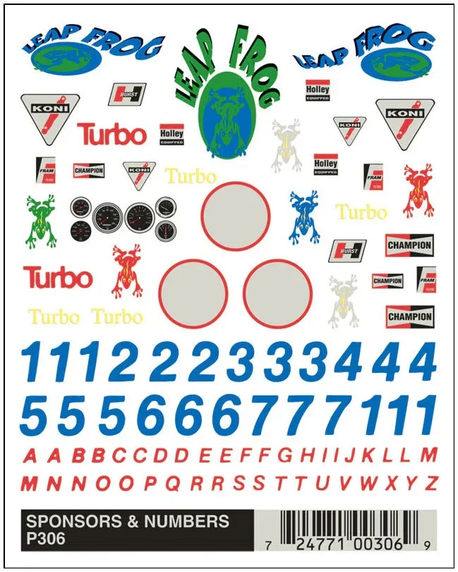 PineCar Sponsors & Numbers Decal 306 - PineCar Accessories