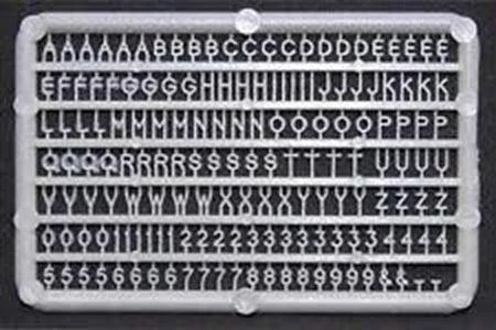 Plastruct 5/64" Plastic Letters & Numbers 96001