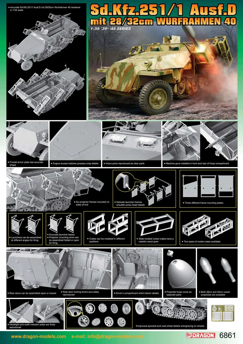 1/35 Dragon Model Sd.Kfz.251/1 Ausf. D w/ 28/32cm Wurfrahmen 40 6861 - Dragon Models