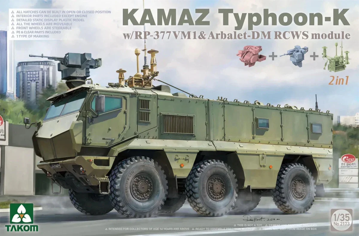 1/35 Takom KAMAZ Typhoon-K w/RP-377VM1 & Arbalet-DM RCWS Module 2173