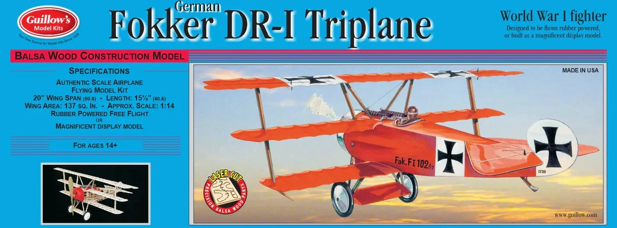 Guillows Kits Fokker DR-1 Triplane 204