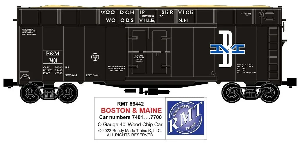 O RMT Woodchip Car Boston & Maine 86442 - Ready Made Trains