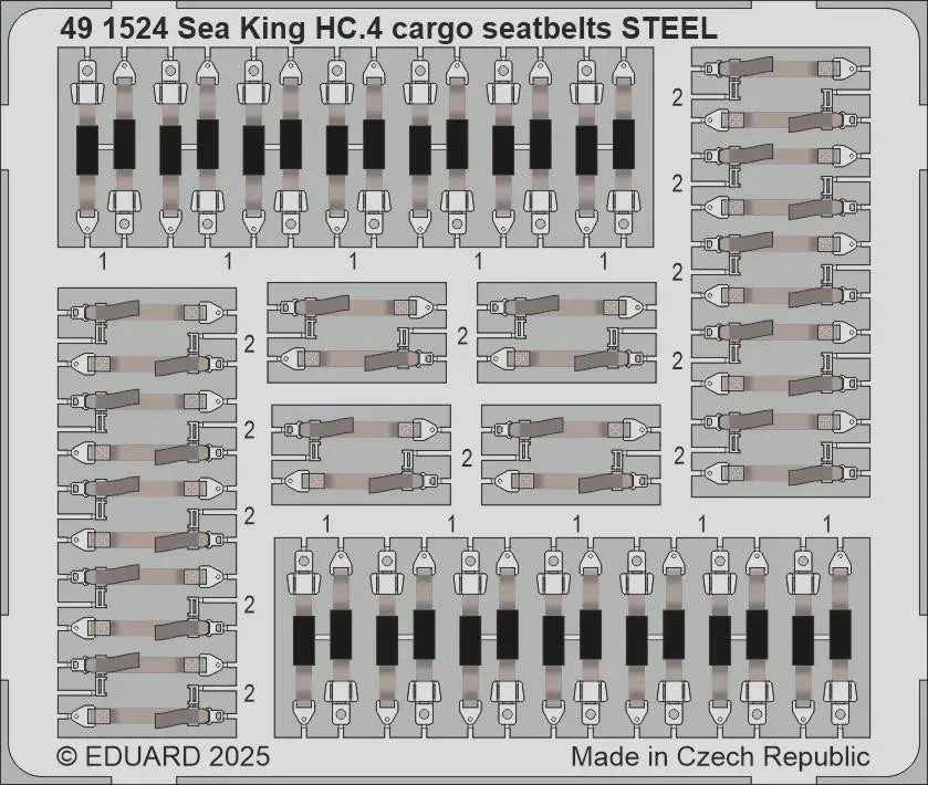 1/48 Eduard Sea King HC.4 cargo seatbelts STEEL Photo etched set for AIRFIX kit 491524