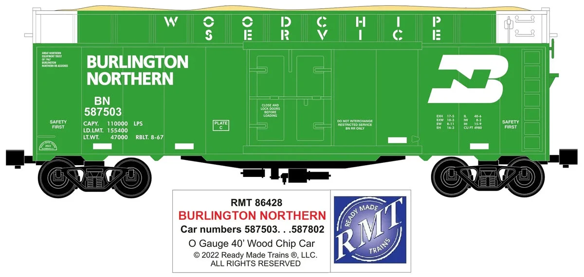 O RMT Woodchip Car Burlington Northern 86428 - Ready Made Trains