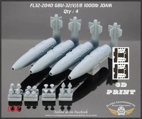 1/32 Flying Leathernecks GBU-32(V)1/B 1000lb JDAM (4) 32-2040