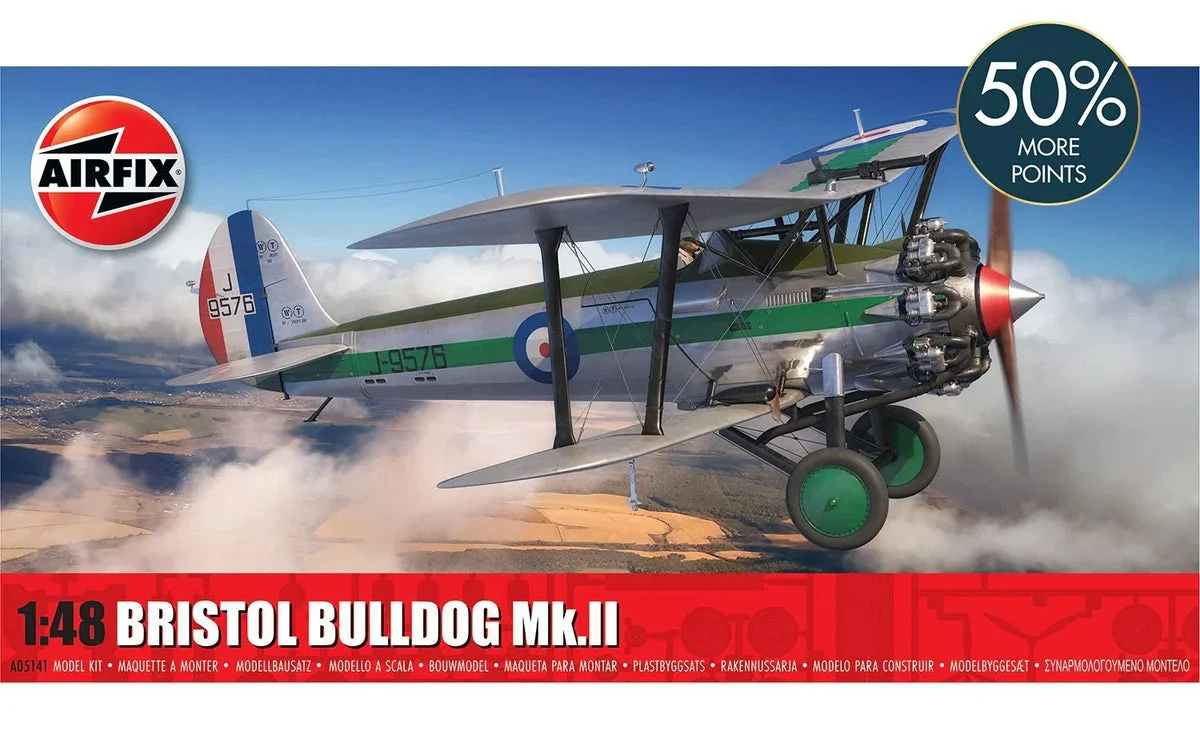 1/48 Airfix Bristol Bulldog Mk.II RAF Biplane Fighter Plastic Model Kit