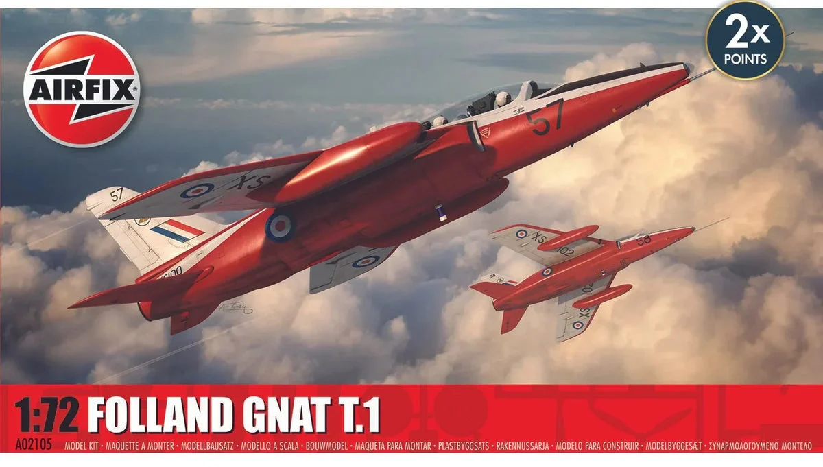 1/72 Airfix Folland Gnat T.1 Jet Trainer Aircraft Plastic Model Kit A02105