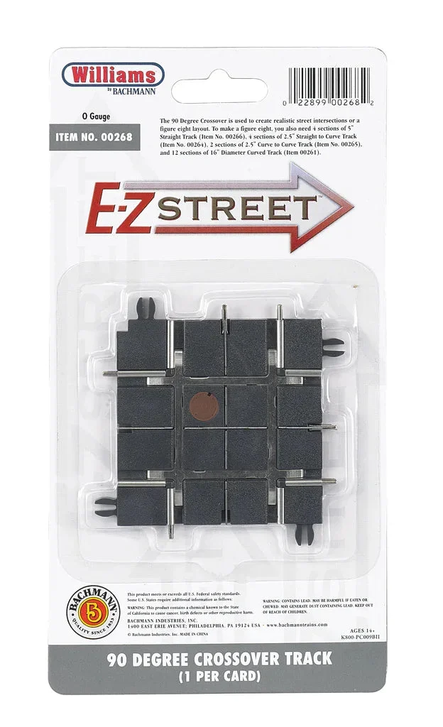 O Williams E-Z Street 90 Degree Crossover Track (1/Card) 00268