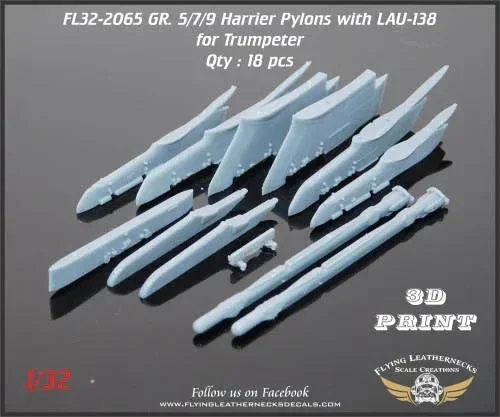 MPM_1_a0a32079-1486-4f12-8593-8b0c8e5cd484_1200x1200.webp 1/32 Flying Leathernecks Harrier GR.5/7/9 Weapons Pylons with LAU-138 BOL Launchers for Trumpeter 32-2065