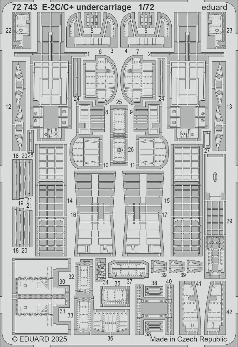 1/72 Eduard E-2C/C+ undercarriage Photo etched set for HELLER kit 72743