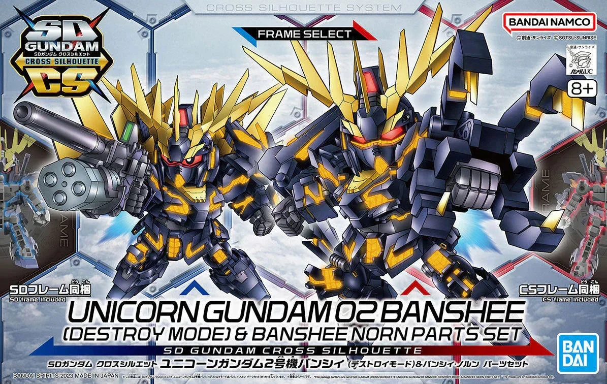 Bandai SD Gundam Cross Silhouette Unicorn Gundam 02 Banshee (Destroy Mode) & Banshee Norn Parts Set 2588122 - Bandai Namco