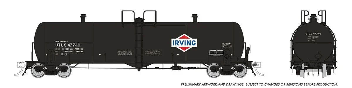 HO Rapido Procor 20K Gal Tank Car: Irving Oil (UTLX): 6-Pack - 135015