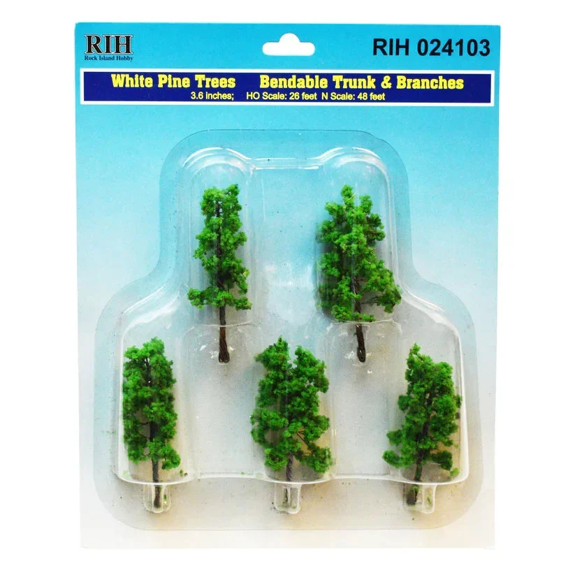 Rock Island White Pine Trees 3.6" 5pcs 24103 - Rock Island Hobby