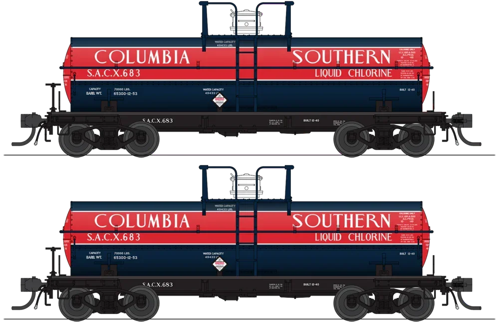 HO Broadway Ltd 6,000 Gallon Tank Cars Columbia Southern (2-Pack) 6460