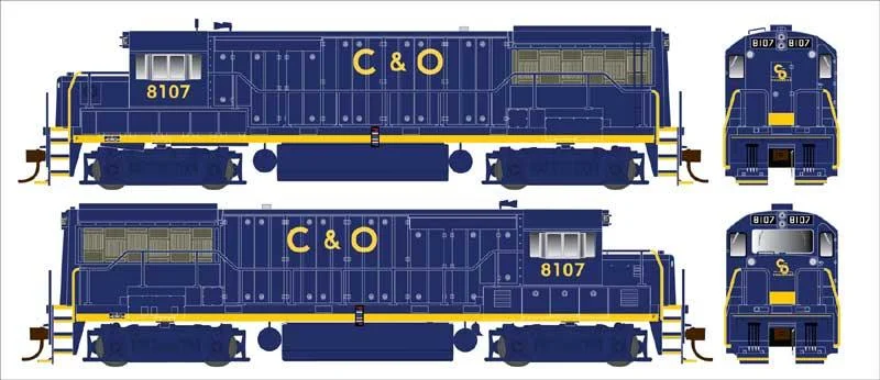HO Bowser GE U25B C&O Solid Blue PH IIa Merger Re-Numbering Cab #8107 - 25128