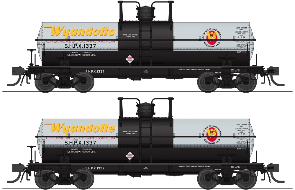 HO Broadway Ltd 6,000 Gallon Tank Cars Wyandotte Chemicals (2-Pack) 6469