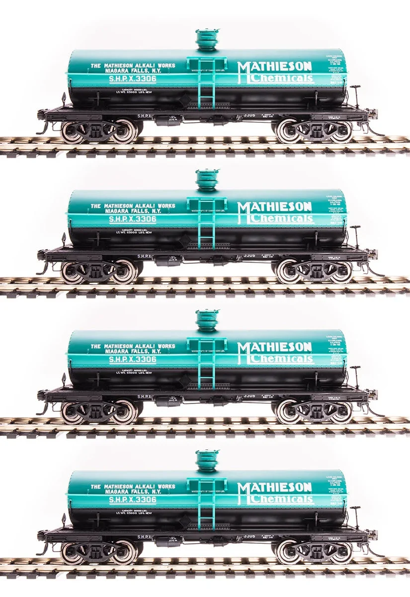 HO Broadway Ltd 6,000 Gallon Tank Cars Mathieson (4-Pack) 6175