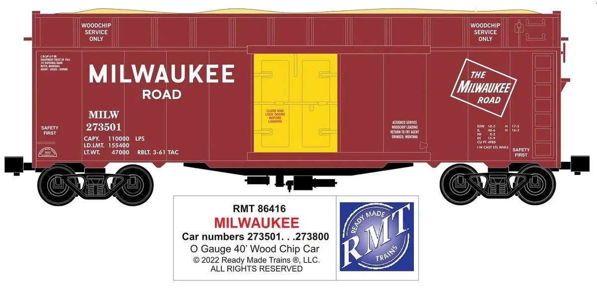 O RMT Woodchip Car Milwaukee Road 86416 - Ready Made Trains