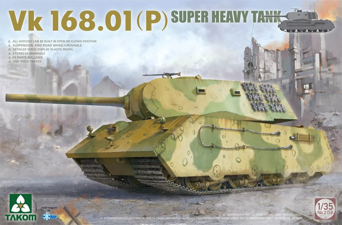 1/35 Takom Vk.168.01 (P) Super Heavy Tank 2158 - Takom Models